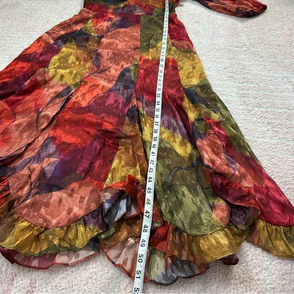 NWT HutchTwist Front Puff Sleeve Elegant Multicolor Women's Midi Dress SZ Small - Picture 15 of 16